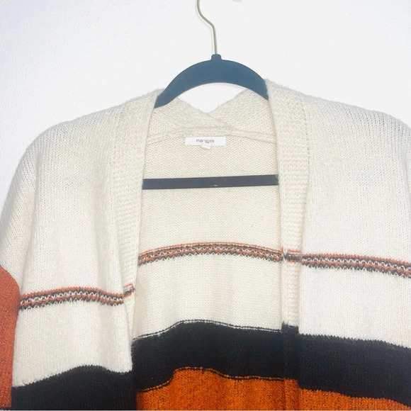 Maurices White Orange & Black Striped Slouchy Knit Cardigan Medium Women’s - Picture 3 of 12